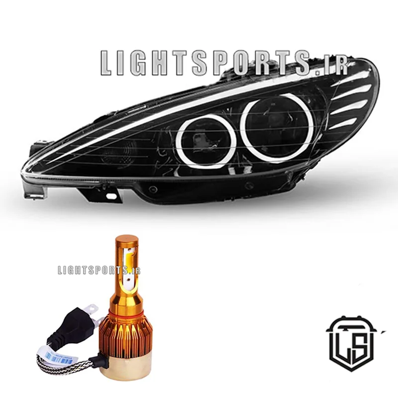 چراغ جلوی پژو 206 طرح bmw + هدلایت d5