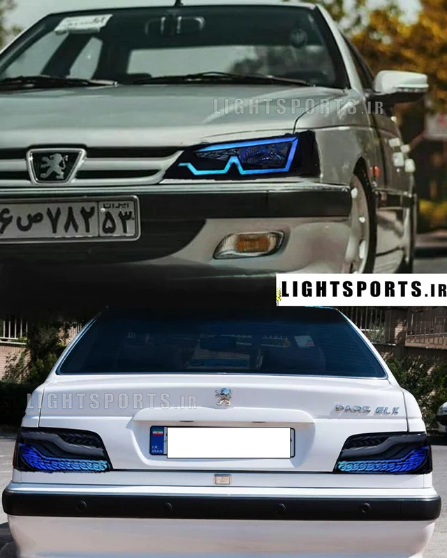 ست چراغ جلو و عقب اسپرت پژو پارس مدل مولتی کالر M آجدار